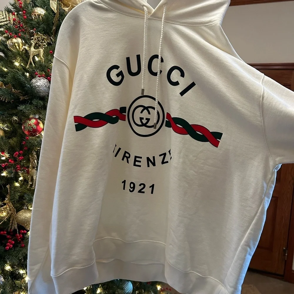 Men's Gucci FIRENZE 1921 cotton hoodie interlocking G/web stripe size XXXL